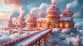 Fantasy fairy tale castle in the snow. 3D illustration. Generative AI Royalty Free Stock Photo