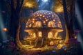 Fantasy fairytale mushroom house, generative ai illustration