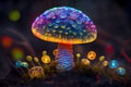 Fantasy and fairytale magical glowing mushrooms, generative AI