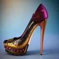 fantasy female clothing, steampunk high heel shoes, generative ai illustration, these depiction is fictitious and generated