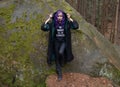 Gothic girl in forest mountains druid Royalty Free Stock Photo