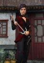 Fantasy female ninja warrior. Royalty Free Stock Photo