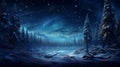 Fantasy fir forest in the night under a snowcover Royalty Free Stock Photo