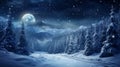 Fantasy fir forest in the night under a snowcover Royalty Free Stock Photo