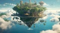 Fantasy Floating Island. Discovering an Enchanting Realm of Magic and Wonder