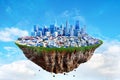 Fantasy Floating Island of San Francisco on a Blue Sky