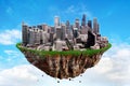 Fantasy Floating Island of Seattle on a Blue Sky Royalty Free Stock Photo