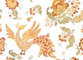 Fantasy floral seamless pattern in jacobean embroidery style Royalty Free Stock Photo