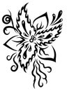 Fantasy flower black tribal tattoo