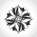 Fantasy flower, black and white tattoo pattern