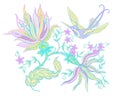 Fantasy flowers, traditional Jacobean embroidery Royalty Free Stock Photo