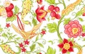 Fantasy flowers, traditional Jacobean embroidery Royalty Free Stock Photo