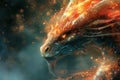 Fantasy flying dragon illustration. AI generative