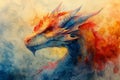 Fantasy flying dragon illustration. AI generative