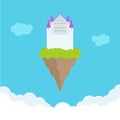Fantasy flying heavently castle in clouds. Vector illustration Royalty Free Stock Photo