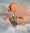 Fantasy flying mushrooms town Royalty Free Stock Photo