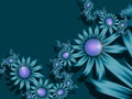 Fantasy fractal image with an bluel flower. Template with place for your text. Royalty Free Stock Photo