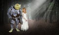 Fantasy Frog, Knight, Girl, Forest Royalty Free Stock Photo