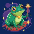 Fantasy frog sorcerer character. Cartoon vector illustration Royalty Free Stock Photo