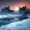 Fantasy frozen castle - digital illustration