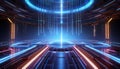 fantasy future spaceship in neon glowing colors