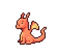 Fantasy game pixel art cute little magic dragon