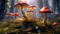 Fantasy giant mushroom growing in enchanted forest