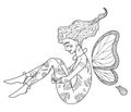 Fantasy girl with butterfly wings. Hand drawn mystic decorative character Royalty Free Stock Photo