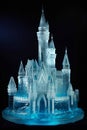 fantasy glowing ice castle on dark background Royalty Free Stock Photo