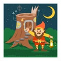 Fantasy gnome house vector cartoon fairy treehouse and magic housing village illustration set of kids gnome fairytale Royalty Free Stock Photo