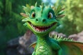 Fantasy green little baby dragon. Generative AI Royalty Free Stock Photo