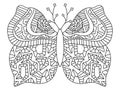 Fantasy hand-drawn decorative butterfly linear vector illustration Royalty Free Stock Photo