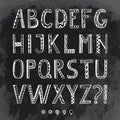 Fantasy hand drawn font in doodle style. Vector letters set on g Royalty Free Stock Photo