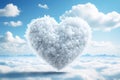 Fantasy heart of clouds against a background of blue sky