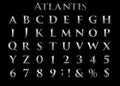 Fantasy Heavy Metal `Atlantis` Alphabet - 3D Illustration. Royalty Free Stock Photo