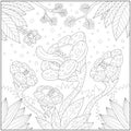 Fantasy herbivore flower, Adult and kid coloring page for education and learning Royalty Free Stock Photo