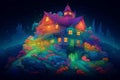 Fantasy home hill. Generate Ai Royalty Free Stock Photo
