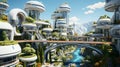 Future city, with a sense of design, fresh and light color scheme