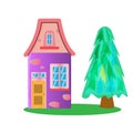 Fantasy house for fairy-tale characters in the style cartoons, vector illustration Royalty Free Stock Photo