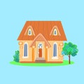 Fantasy house for fairy-tale characters in the style cartoons, vector illustration Royalty Free Stock Photo