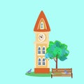 Fantasy house for fairy-tale characters in the style cartoons, vector illustration Royalty Free Stock Photo