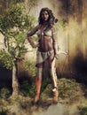 Fantasy huntress with a bow Royalty Free Stock Photo