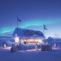 Fantasy Ice Bar in the Arctic with Penguins