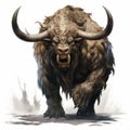 Fantasy Illustration: Angry Bull In 2d Game Art Style