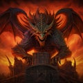 Fantasy illustration of black dragon for album music cover Royalty Free Stock Photo