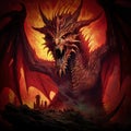 Fantasy illustration of black dragon for album music cover Royalty Free Stock Photo