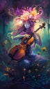 Mystical Musician: Female Cellist in Enchanted Forest, AI Generative