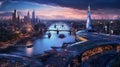 fantasy illustration of a futuristic metropolis