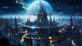 fantasy illustration of a futuristic metropolis