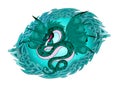 Fantasy illustration of green dragon. Legendary Celtic monster. Wildlife animals. Celtic knot ornament. Printable vector for
